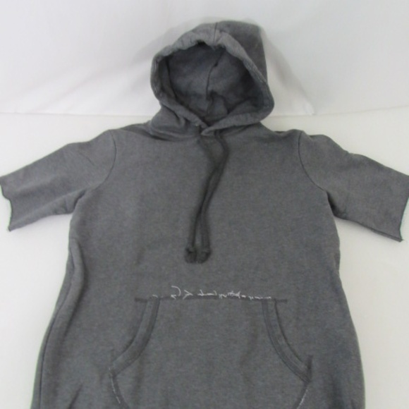 Kith Gray Distressed Kangaroo Pocket Short Sleeve Side Zipper Hoodie - Picture 7 of 10